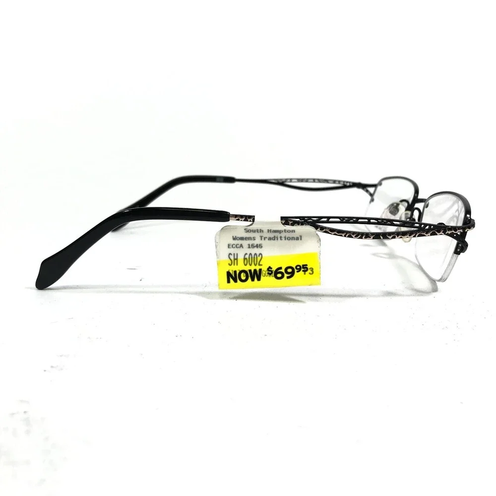 South Hampton SH6002 BK/G Eyeglasses Frames Black Gold Rectangular 51-17-145